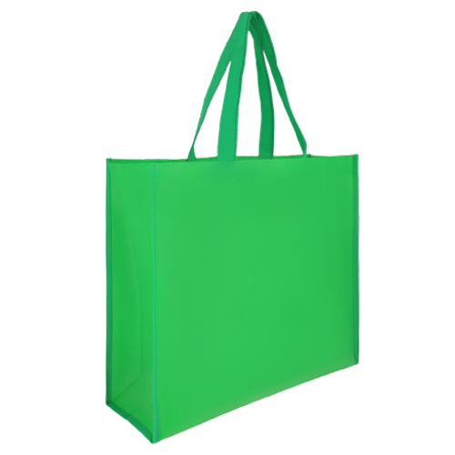 BL-068, Bolsa ecológica laminada y cosida de non woven con fuelle de 13 cm y asa de 22 cm.