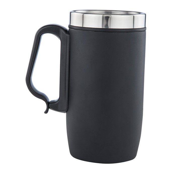 T-31, TAZA KORALE. Taza termica con doble pared de acero inoxidable y asa de plástico. Cap. 250 ml.