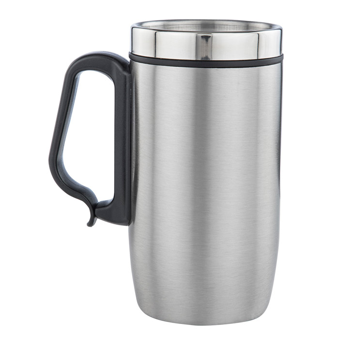 T-31, TAZA KORALE. Taza termica con doble pared de acero inoxidable y asa de plástico. Cap. 250 ml.