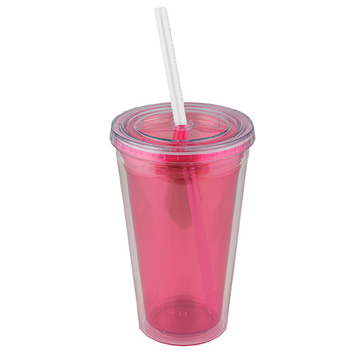 T-48T, VASO TROPICAL. Vaso de doble pared de plastico con popote Cap. 500 ml