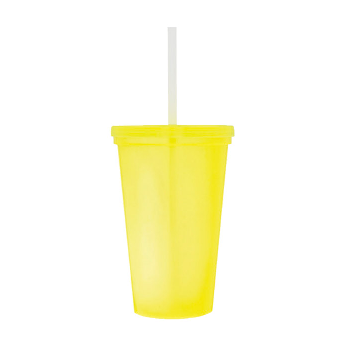 T-87, Vaso de plástico con tapa y popote. Cap. 500 ml