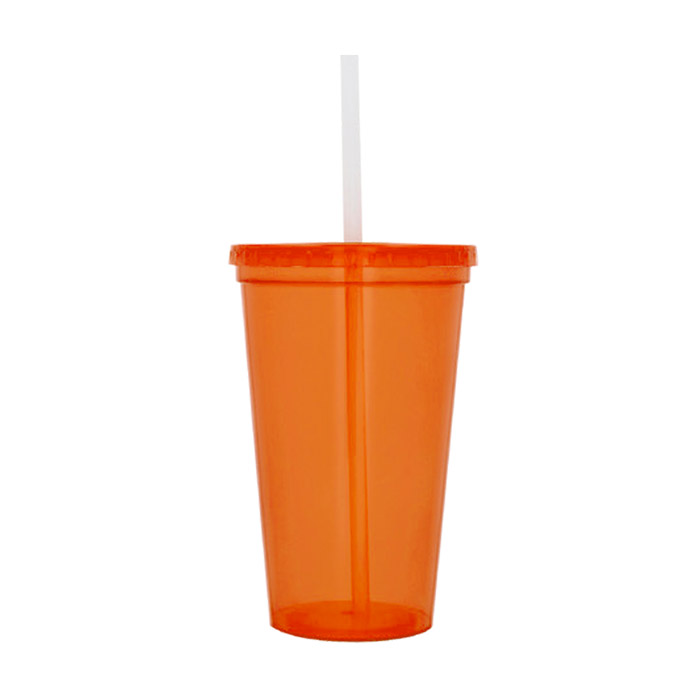 T-87, Vaso de plástico con tapa y popote. Cap. 500 ml