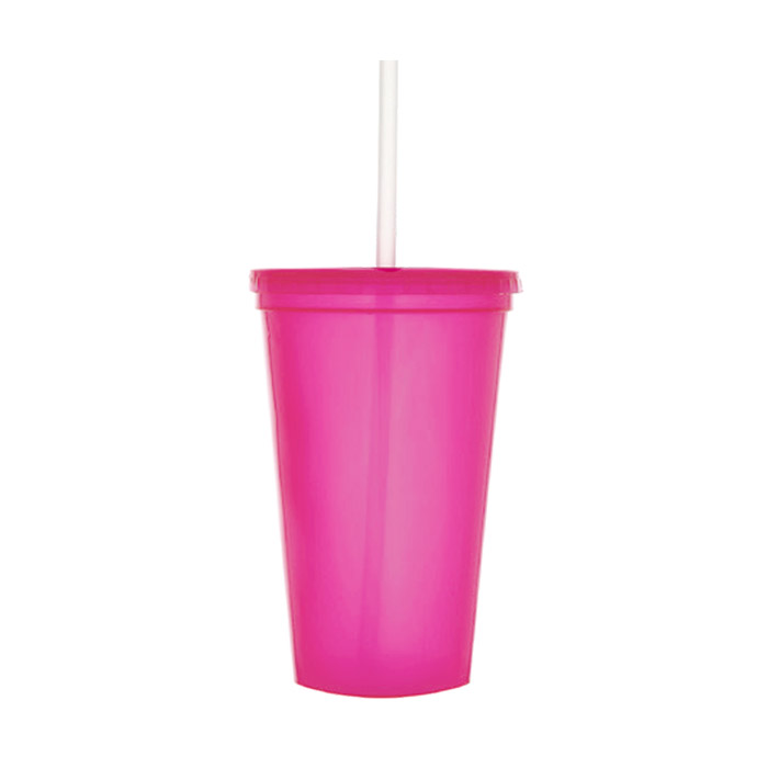 T-87, Vaso de plástico con tapa y popote. Cap. 500 ml