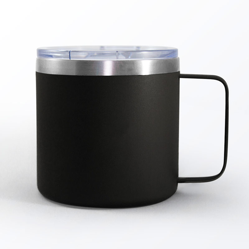 61325, Taza BOLONIA. Taza de acero inoxidable de doble pared insulada al vacío para mantener las bebidas frías o calientes por más horas. Tapa con válvula de seguridad y capacidad de 450 ml. Certificación FDA.